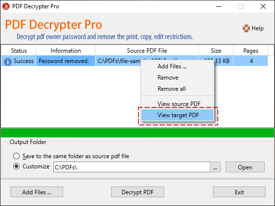 Open the decrypted PDF file